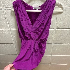 Amanda Uprichard Purple Sleeveless Wrap-Detailed Dress